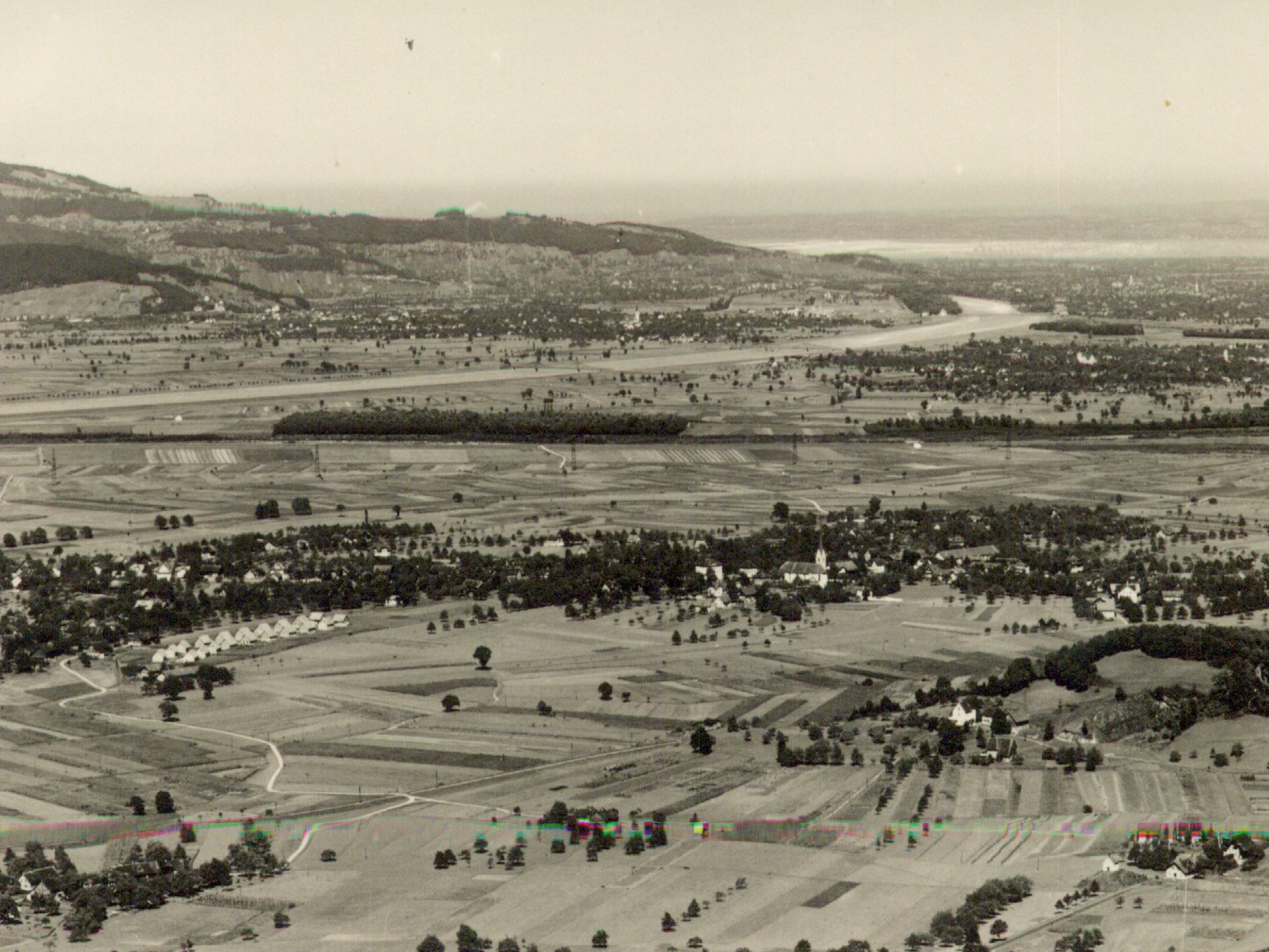 Luftbild der Gemeinde Altach Blickrichtung Norden im Jahre 1940